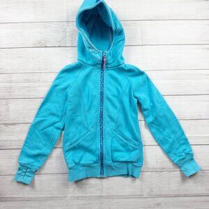 Ivivva Lululemon Girl’s Blue Sherpa-Lined Full Zip Hoodie 10